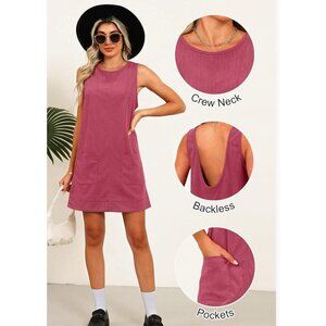 Corduroy Overall Dress, Dusty Pink, Size Medium